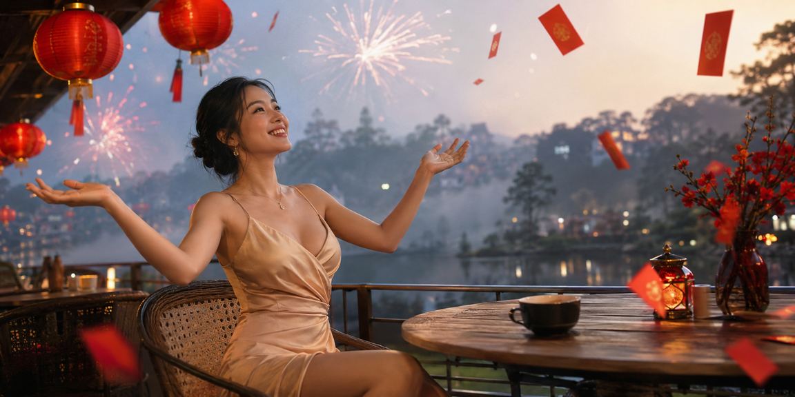 Người dùng tại Đà Lạt nhận thưởng phong bao đỏ trên ứng dụng khi uống cà phê buổi sáng