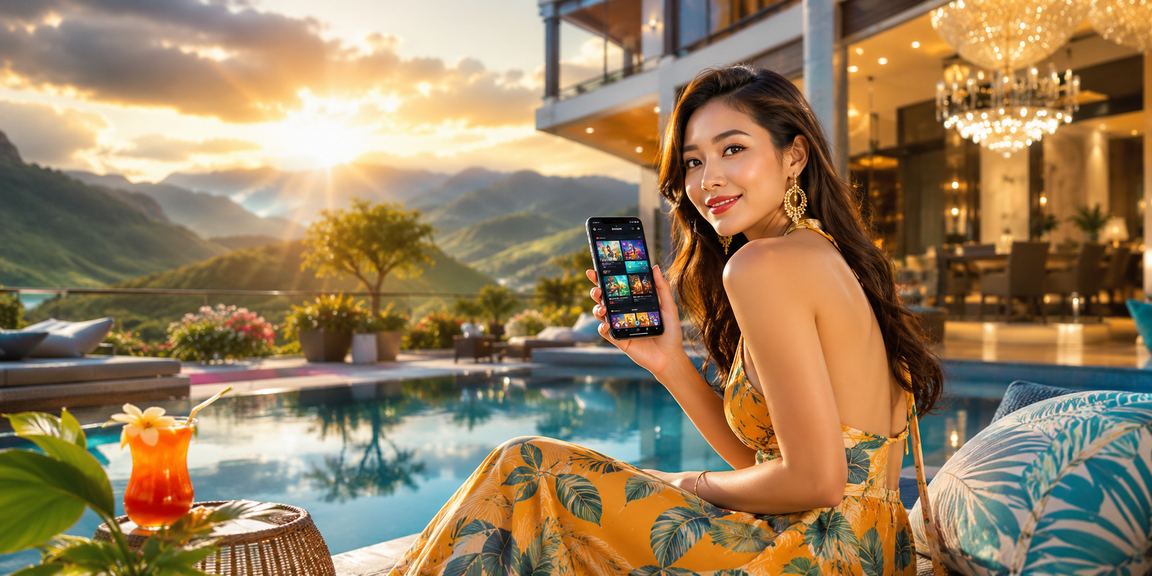 Người dùng tại Sa Pa trải nghiệm ứng dụng casino với giao diện hiện đại giữa thiên nhiên